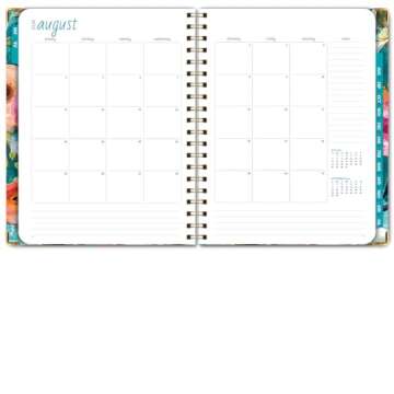 HARDCOVER Academic Year 2024-2025 Planner: (June 2024 Through July 2025) 8.5"x11" Daily Weekly Monthly Planner Yearly Agenda. Bookmark, Pocket Folder and Sticky Note Set (Teal Floral)