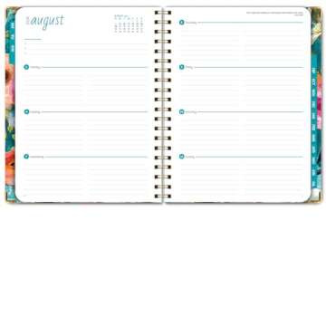 HARDCOVER Academic Year 2024-2025 Planner: (June 2024 Through July 2025) 8.5"x11" Daily Weekly Monthly Planner Yearly Agenda. Bookmark, Pocket Folder and Sticky Note Set (Teal Floral)