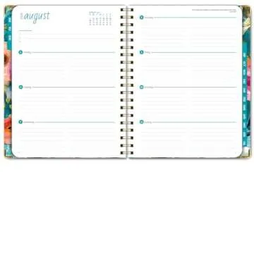 HARDCOVER Academic Year 2024-2025 Planner: (June 2024 Through July 2025) 8.5"x11" Daily Weekly Monthly Planner Yearly Agenda. Bookmark, Pocket Folder and Sticky Note Set (Teal Floral)