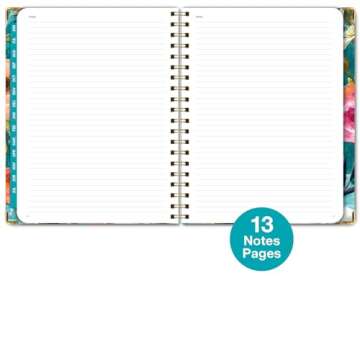 HARDCOVER Academic Year 2024-2025 Planner: (June 2024 Through July 2025) 8.5"x11" Daily Weekly Monthly Planner Yearly Agenda. Bookmark, Pocket Folder and Sticky Note Set (Teal Floral)