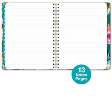 HARDCOVER Academic Year 2024-2025 Planner: (June 2024 Through July 2025) 8.5"x11" Daily Weekly Monthly Planner Yearly Agenda. Bookmark, Pocket Folder and Sticky Note Set (Teal Floral)