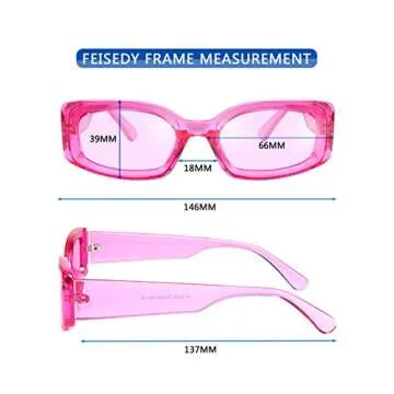 FEISEDY Retro Rectangle Sunglasses Women Men Vintage 90s Small Glasses Thick Narrow Fashion Y2K Plastic Glasses B2462