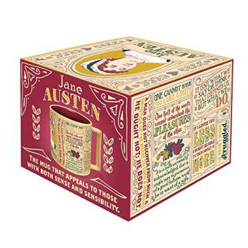 The Unemployed Philosophers Guild Jane Austen Coffee Mug - Austen's Most Famous Quotes and Depiction...