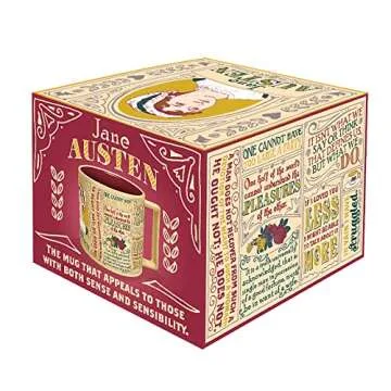 The Unemployed Philosophers Guild Jane Austen Coffee Mug - Austen's Most Famous Quotes and Depiction...