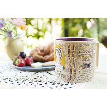 The Unemployed Philosophers Guild Jane Austen Coffee Mug - Austen's Most Famous Quotes and Depictions, Comes in a Fun Gift Box, 14 oz