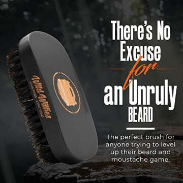 Wild Willies Natural Boar Bristle Beard Brush for Men - Professional Beard and Mustache Grooming Bru...