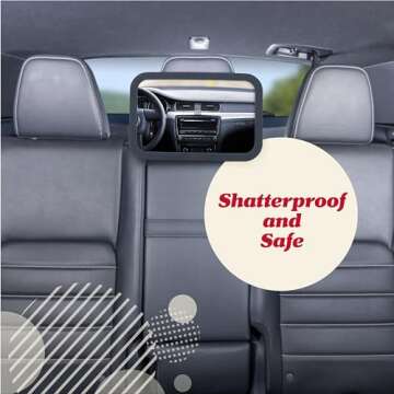 Lusso Gear Baby Backseat Mirror for Car. Largest and Most Stable Mirror with Premium Matte Finish, Crystal Clear View of Infant in Rear Facing Car Seat - Secure and Shatterproof (Tan)