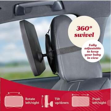 Lusso Gear Baby Backseat Mirror for Car. Largest and Most Stable Mirror with Premium Matte Finish, Crystal Clear View of Infant in Rear Facing Car Seat - Secure and Shatterproof (Tan)