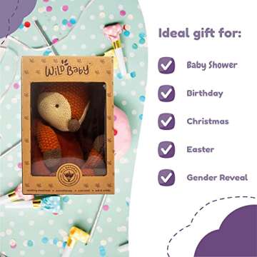 WILD BABY Fox Stuffed Animals, Warmie for Kids, 12 Inch, Microwavable, Heatable Clay Beads, Squishmallow Plush Pal with Dried Lavender Aromatherapy, Soft & Cuddly, Kids Gifts Box Ready