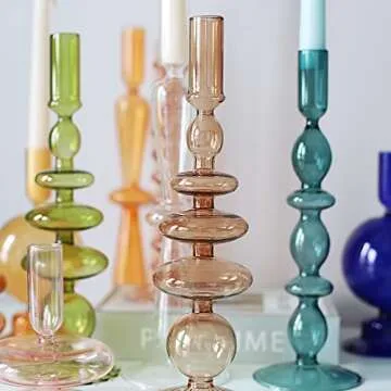 Nordic Glass Candle Holders Romantic Dinner Candlestick Holders Decorative Handmade Candle Holders for Rustic Wedding Centerpieces, Party Supplies
