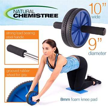 Natural Chemistree Ab Roller, Core Sliders, and Speed Jump Rope (3-Piece Set) Workout and Exercise Bundle | Build Strength and Lean Muscle, Burn Fat | Home Gym Training Equipment