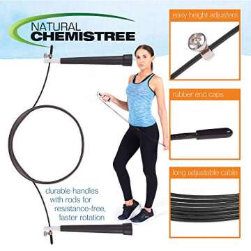 Natural Chemistree Ab Roller, Core Sliders, and Speed Jump Rope (3-Piece Set) Workout and Exercise Bundle | Build Strength and Lean Muscle, Burn Fat | Home Gym Training Equipment