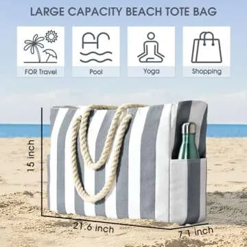 Becokan Beach Bags for Women Waterproof Large Swim Tote