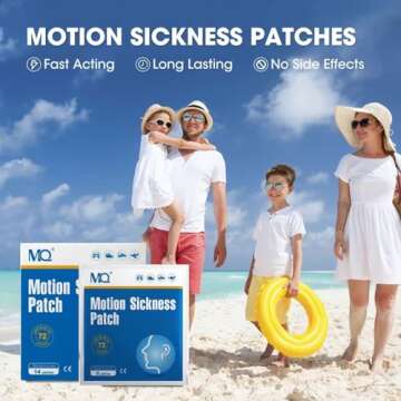 MQ 42ct Motion Sickness Patches Non Drowsy, Sea Sickness Patches for Cruise Travel Essentials, Water...