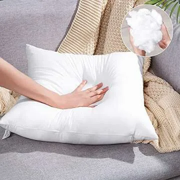 OTOSTAR Waterproof Throw Pillow Inserts 18x18 Inch, Set of 4 Water Resistant Square Form Cushion Stuffer for Garden, Bench, Patio - Decorative Outdoor Sofa Pillow Inserts White