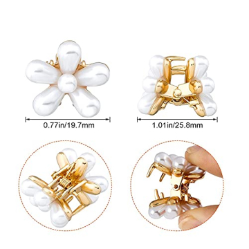 Mini Pearl Flower Claw Clips for Hair - 10 Pcs