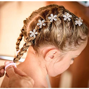 Mini Pearl Flower Claw Clips for Hair - 10 Pcs