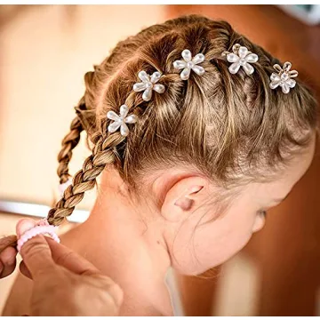 Mini Pearl Flower Claw Clips for Hair - 10 Pcs