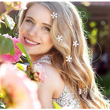 Mini Pearl Flower Claw Clips for Hair - 10 Pcs