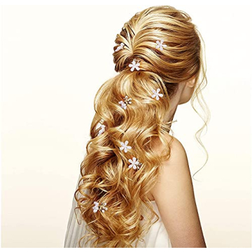 Mini Pearl Flower Claw Clips for Hair - 10 Pcs