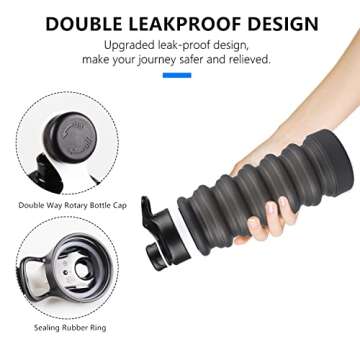 Nefeeko Collapsible Silicone Foldable Leakproof Water Bottle - 26oz Travel Sport Gear for Camping & ...