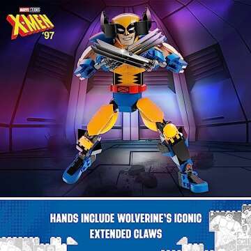 LEGO Marvel Wolverine Construction Figure 76257 Buildable Marvel Action Figure, Fully Jointed Marvel Collectible with 6 Claw Elements for Play and Display, X-Men Super Hero Gift for Kids Ages 8-12