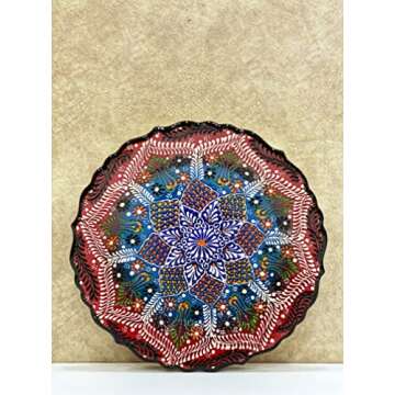 IstanbulArtWorkshop 12'' Handmade Decorative Ceramic Plate For Wall Decor,Turkish Ceramic Plate,Decorative Wall Hanging Plate,Ceramic Wall Plate,Wall Art