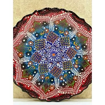 IstanbulArtWorkshop 12'' Handmade Decorative Ceramic Plate For Wall Decor,Turkish Ceramic Plate,Decorative Wall Hanging Plate,Ceramic Wall Plate,Wall Art