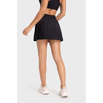 Altiland Women's Cool Feeling Pleated Tennis Athletic Golf Skirts with Shorts 3 inches (Black, XS)
