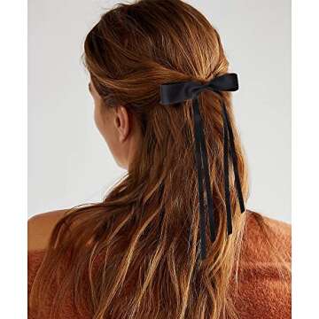 Bmobuo Satin Hair Bows - 6PCS Ponytail Holders for Women