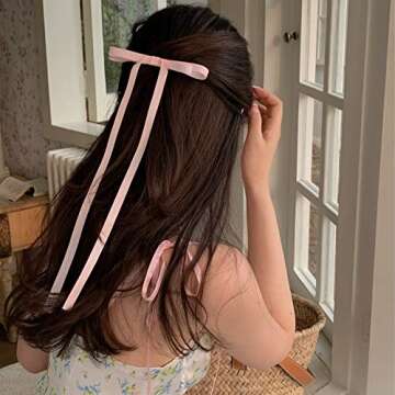 Bmobuo Satin Hair Bows - 6PCS Ponytail Holders for Women