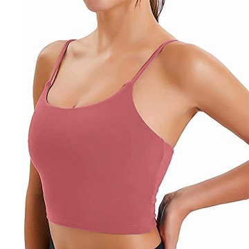 Qxyang Padded Sports Bra for Women Longline Camisole Crop Yoga Workout Tank Tops Fitness Gym Running...