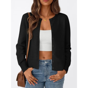 Trendy Queen Women’s Cardigan Sweaters Lightweight Crew Neck Outfits for Fall Fashion 2025