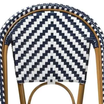 Baxton Studio Celie Classic French Indoor and Outdoor Navy and White Bamboo Style Stackable Bistro Dining Chair Set