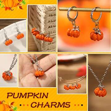 Glenmal 60 Pieces Thanksgiving Pumpkin Charms Christmas Pumpkin Pendant 3D Pumpkin Charms Alloy Jewelry Craft DIY Making Accessory for Earring Bracelet Necklace (Orange)