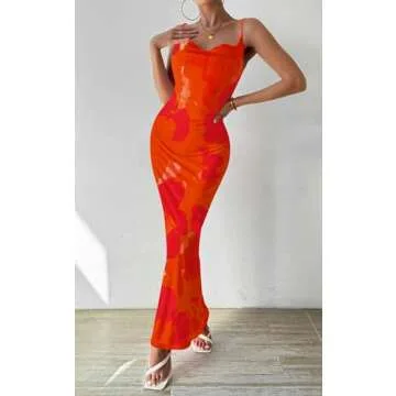 PRETTYGARDEN Floral Mesh Maxi Dress for Women 2025