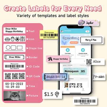 Phomemo D30 Mini Label Maker, Inkless Thermal Mini Label Printer, 1000+ Label Templates, Personal Li...