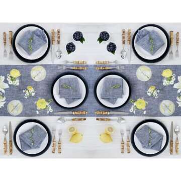 Solino Home Linen Napkins 20 x 20 Inch – 100% Pure Linen Chambray Indigo Cloth Napkins Set of 6 – Machine Washable Dinner Napkins for Spring Decor – Athena