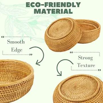 Round Wicker Baskets Handwoven Fruit And Vegetable Storage for Serving Potatoes Onions Bread Rattan Decor Basket Stackable Set 3 Fruit Holder for Kitchen Countertop Organizing Bathroom (Honey Brown)