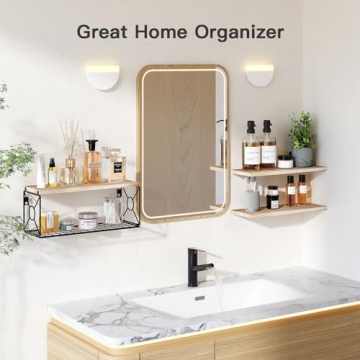 Amada Floating Bathroom Shelves with Storage Basket