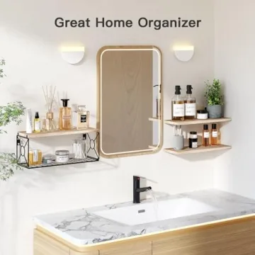 Amada Floating Bathroom Shelves with Storage Basket