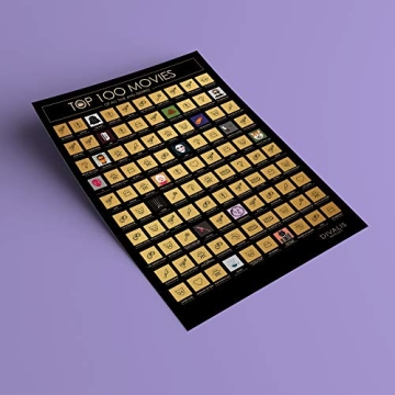 Divalis Top 100 Movies Scratch Off Poster - Easy to Frame Bucket List of Greatest Films to Watch - Scratchable Cinema Checklist Poster - Must See Movie Challenge Calendar