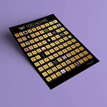 Divalis Top 100 Movies Scratch Off Poster - Easy to Frame Bucket List of Greatest Films to Watch - Scratchable Cinema Checklist Poster - Must See Movie Challenge Calendar