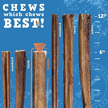 Jack & Pup Jumbo Bully Sticks for Aggressive Chewers