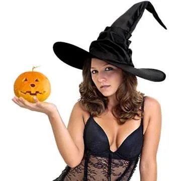 Syhood Halloween Witch Hats - Classic Ruched Style for Women