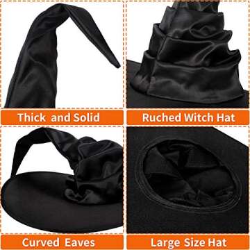 Syhood Halloween Witch Hats - Classic Ruched Style for Women