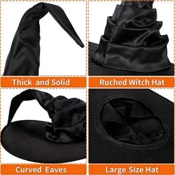 Syhood Halloween Witch Hats - Classic Ruched Style for Women