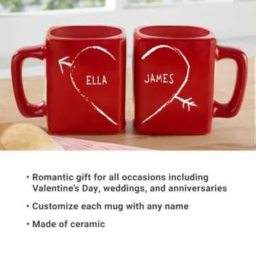 Let's Make Memories Personalized Mug Set - For Valentines Day - For Couples - For Anniversary - For Wedding - Ceramic - Set of 2 - Square - Half Heart Design