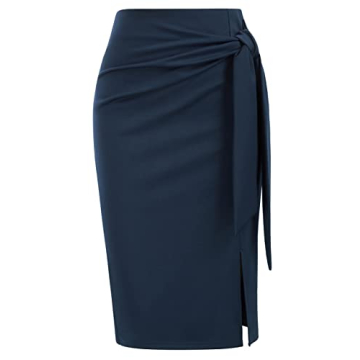 Kate Kasin Women's Elegant Skirt - Bow Tie Stretch Bodycon Pencil Skirt