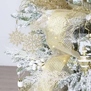 Sea Team 24-Pack Glitter Holly Berry Twig Ornaments for Decor